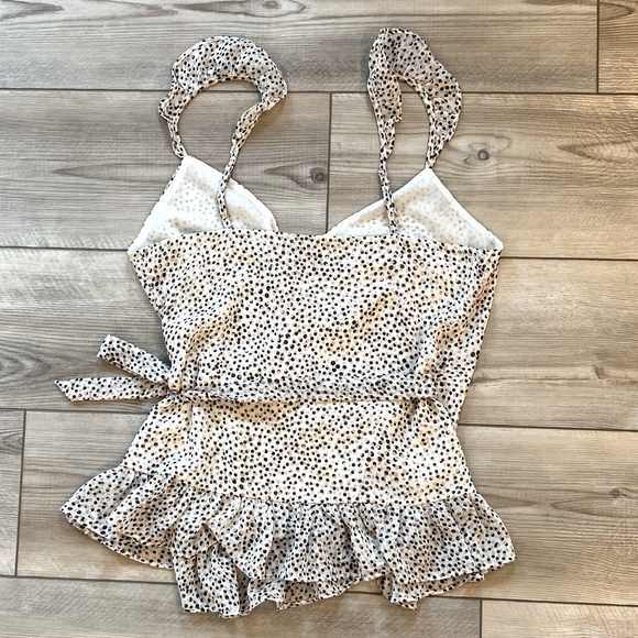 Express - Printed Ruffle Wrap Tie Cami - Picture 2 of 4